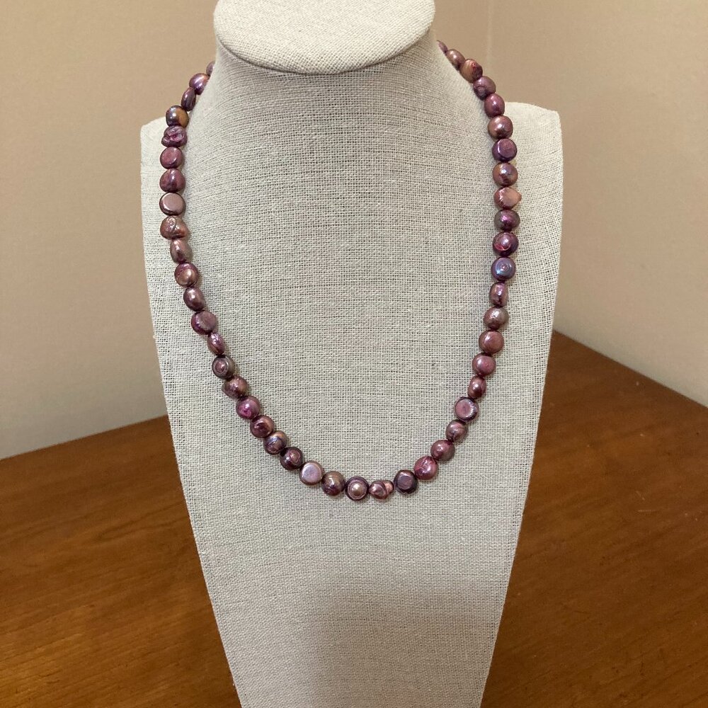 18" Fresh Water Pearl Baroque Necklace 7-8mm Toggle Clasp